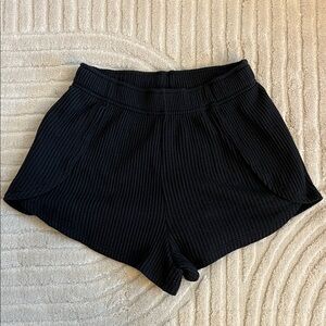 SO Women's Black Textured Waffle Shorts